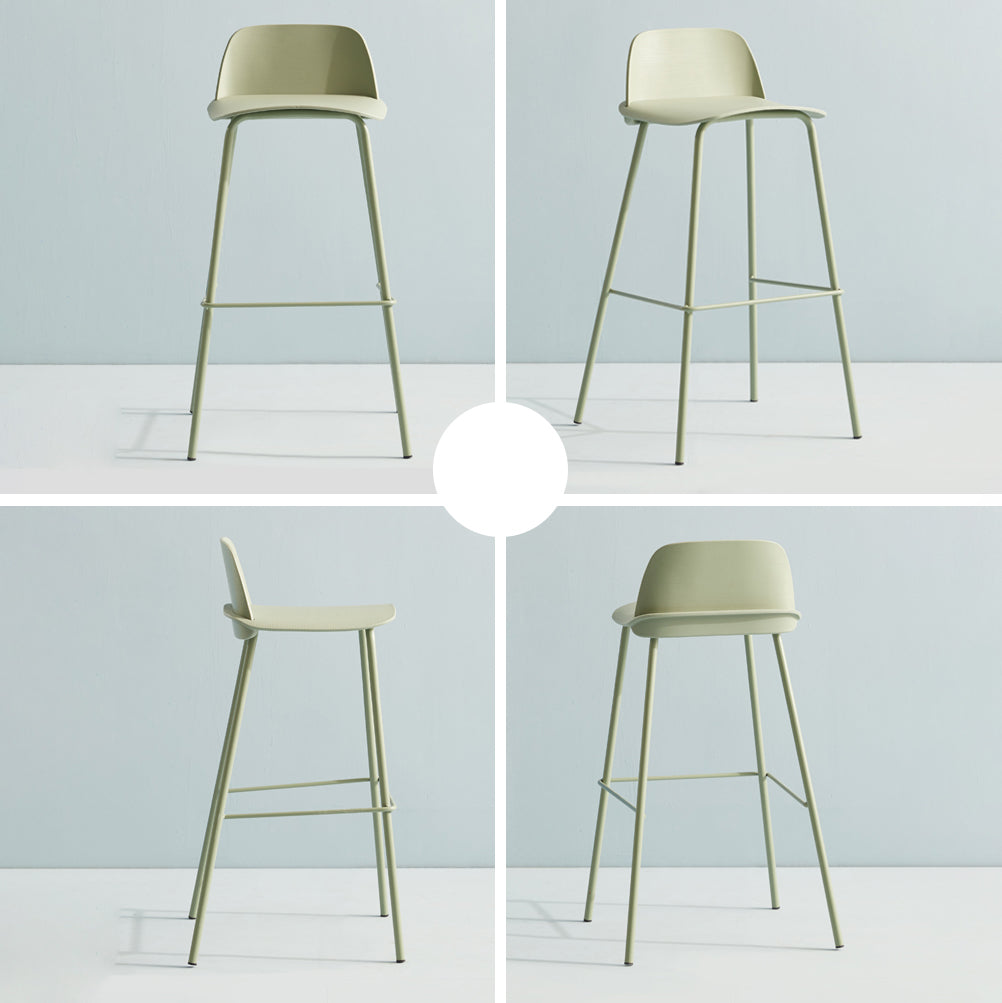 Scandinavian Living Room Low Back Stool Matte Finish Plastic Barstool
