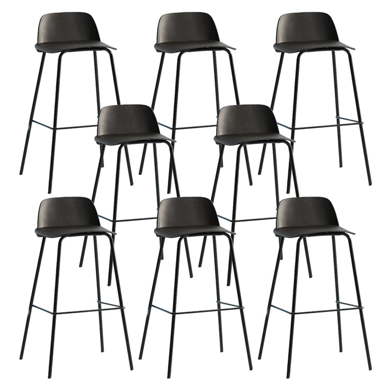 Scandinavian Living Room Low Back Stool Matte Finish Plastic Barstool