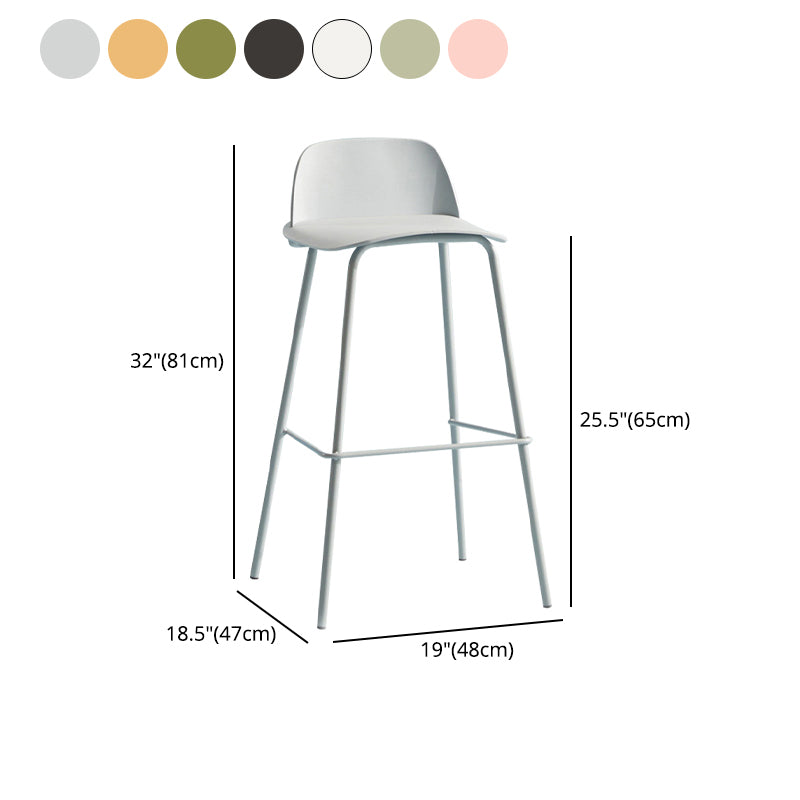Scandinavian Living Room Low Back Stool Matte Finish Plastic Barstool