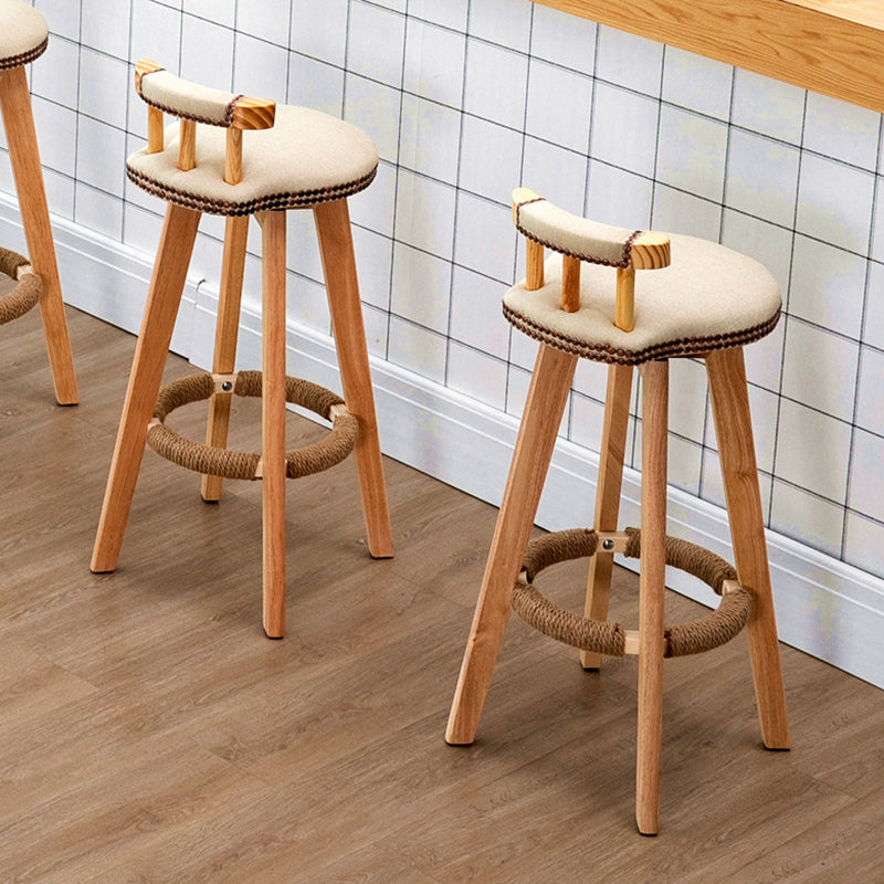 Modern Rubberwood Restaurant Stool Matte Finish Upholstered Bar Stools