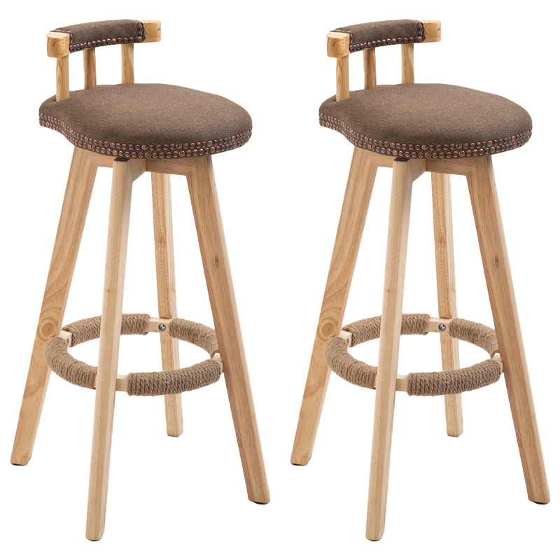 Modern Rubberwood Restaurant Stool Matte Finish Upholstered Bar Stools