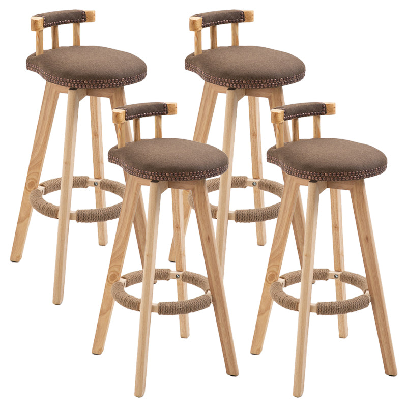 Modern Rubberwood Restaurant Stool Matte Finish Upholstered Bar Stools