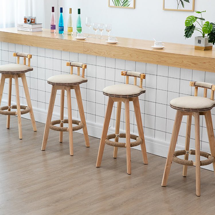 Modern Rubberwood Restaurant Stool Matte Finish Upholstered Bar Stools