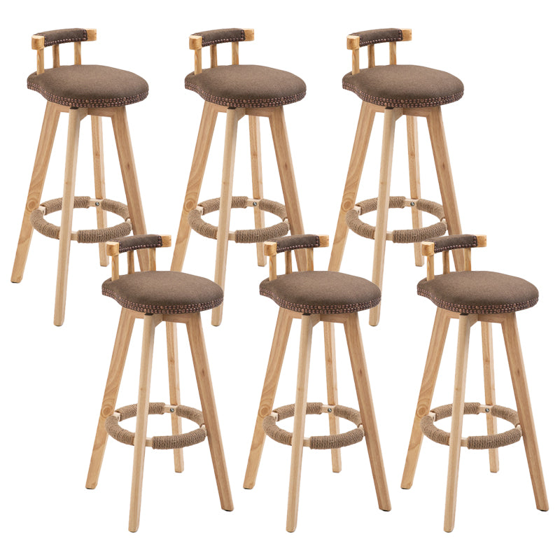 Modern Rubberwood Restaurant Stool Matte Finish Upholstered Bar Stools