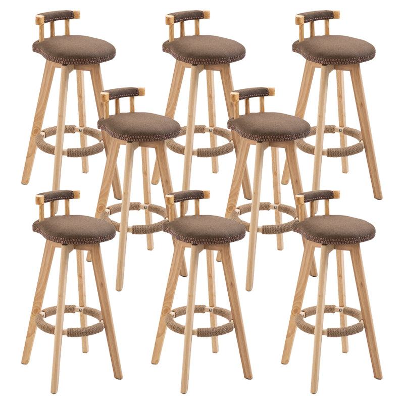 Modern Rubberwood Restaurant Stool Matte Finish Upholstered Bar Stools