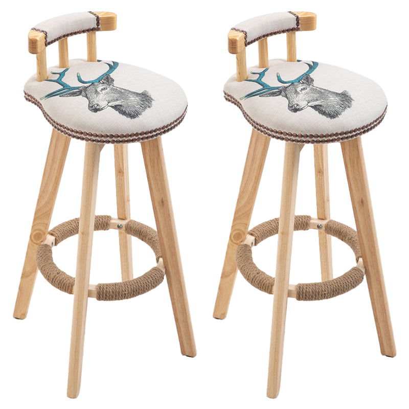 Modern Rubberwood Restaurant Stool Matte Finish Upholstered Bar Stools