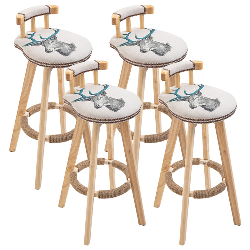 Modern Rubberwood Restaurant Stool Matte Finish Upholstered Bar Stools