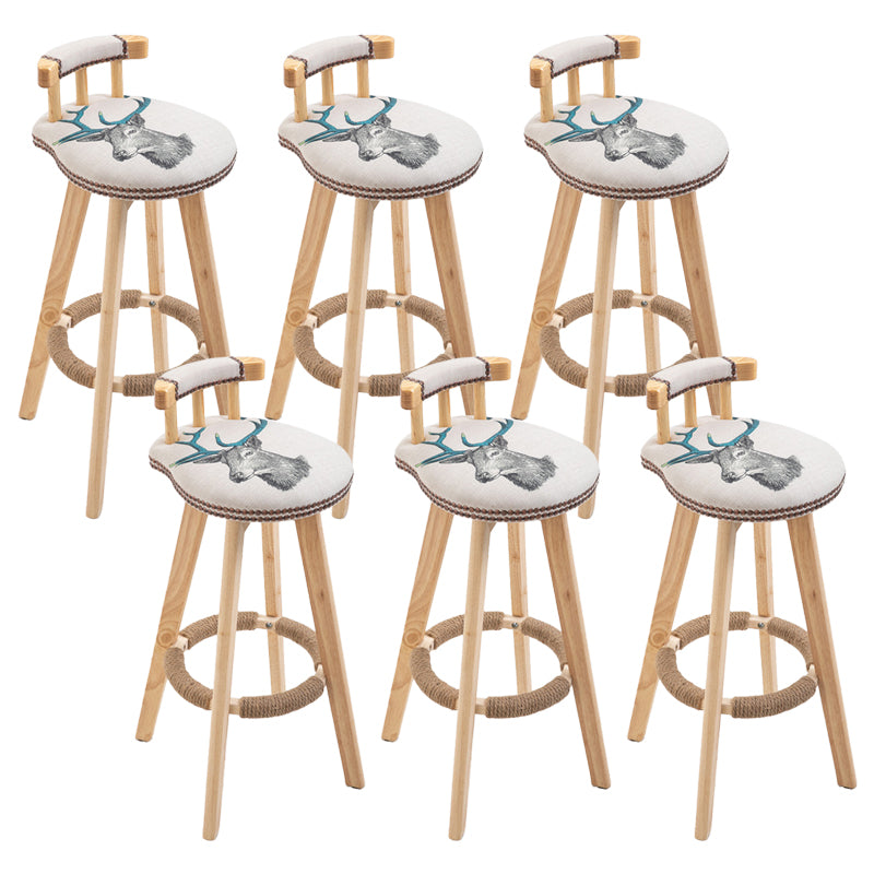 Modern Rubberwood Restaurant Stool Matte Finish Upholstered Bar Stools