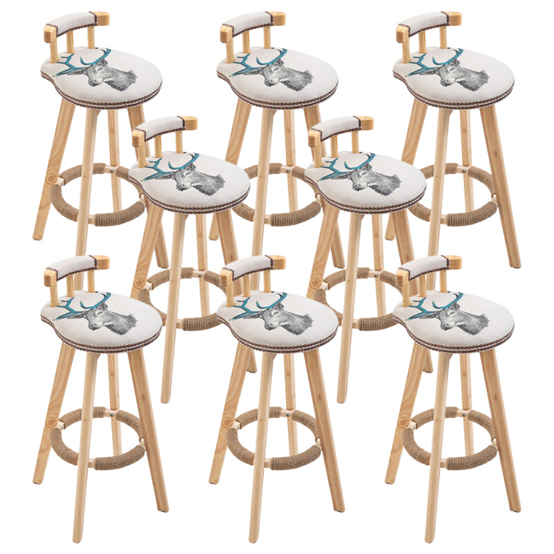 Modern Rubberwood Restaurant Stool Matte Finish Upholstered Bar Stools