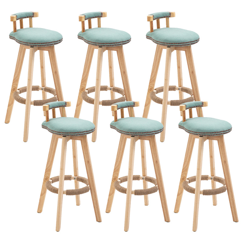 Modern Rubberwood Restaurant Stool Matte Finish Upholstered Bar Stools