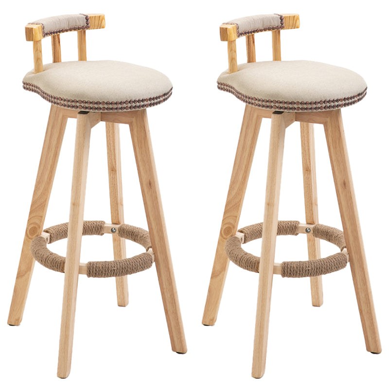 Modern Rubberwood Restaurant Stool Matte Finish Upholstered Bar Stools