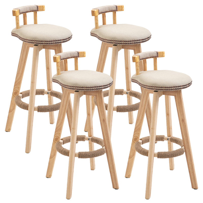 Modern Rubberwood Restaurant Stool Matte Finish Upholstered Bar Stools