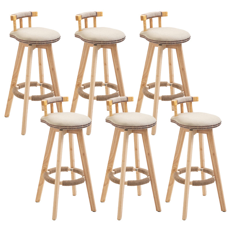 Modern Rubberwood Restaurant Stool Matte Finish Upholstered Bar Stools