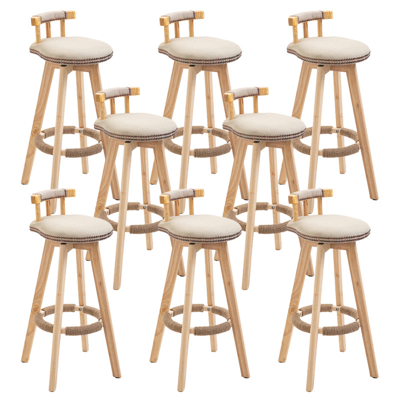 Modern Rubberwood Restaurant Stool Matte Finish Upholstered Bar Stools