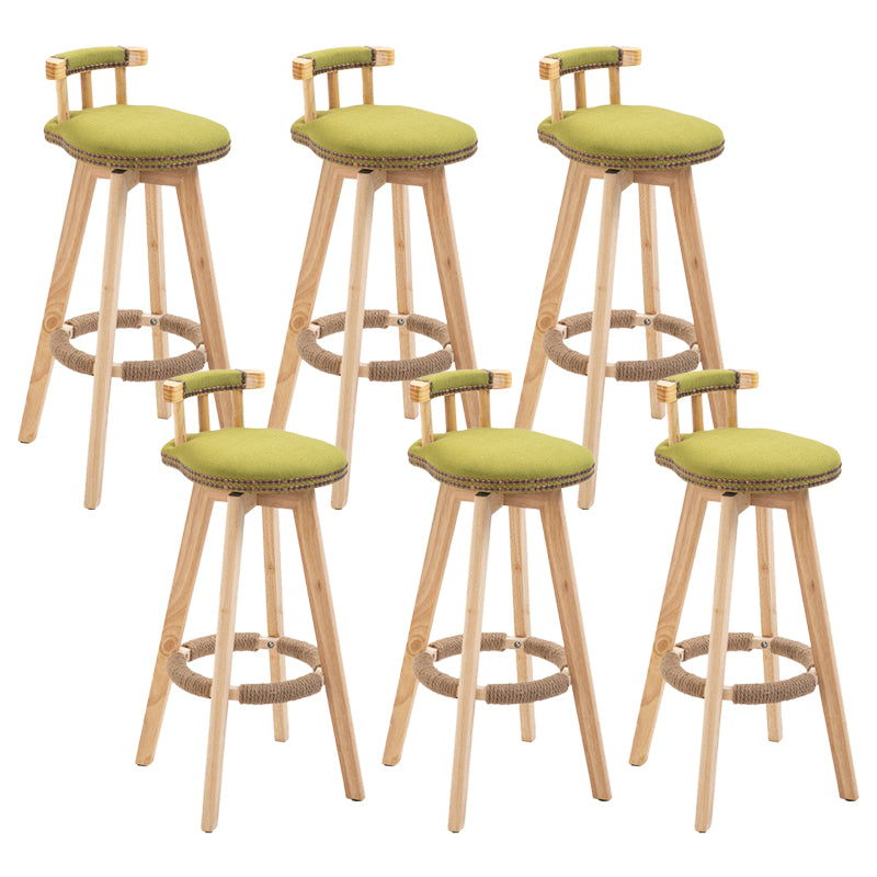 Modern Rubberwood Restaurant Stool Matte Finish Upholstered Bar Stools