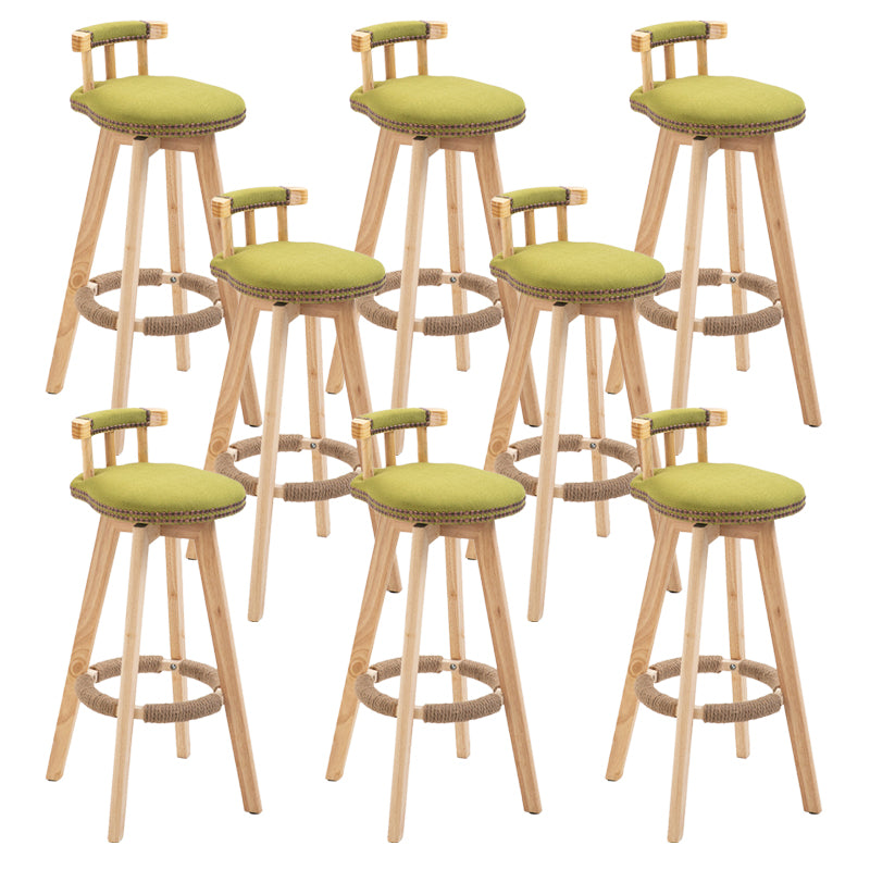 Modern Rubberwood Restaurant Stool Matte Finish Upholstered Bar Stools