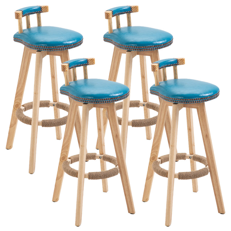 Modern Rubberwood Restaurant Stool Matte Finish Upholstered Bar Stools