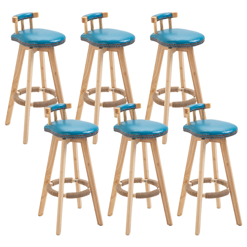 Modern Rubberwood Restaurant Stool Matte Finish Upholstered Bar Stools