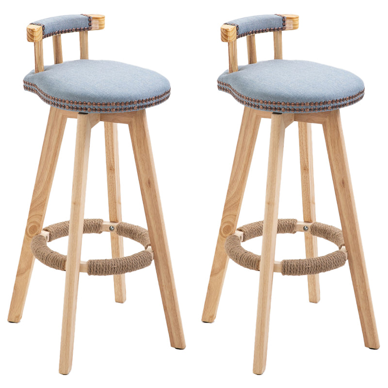 Modern Rubberwood Restaurant Stool Matte Finish Upholstered Bar Stools