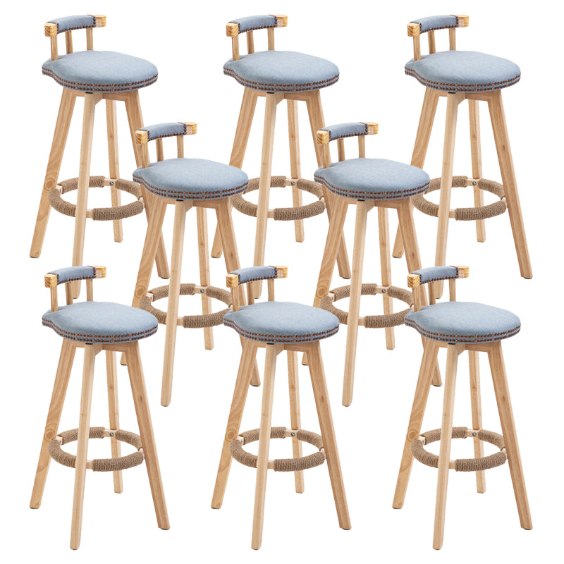 Modern Rubberwood Restaurant Stool Matte Finish Upholstered Bar Stools