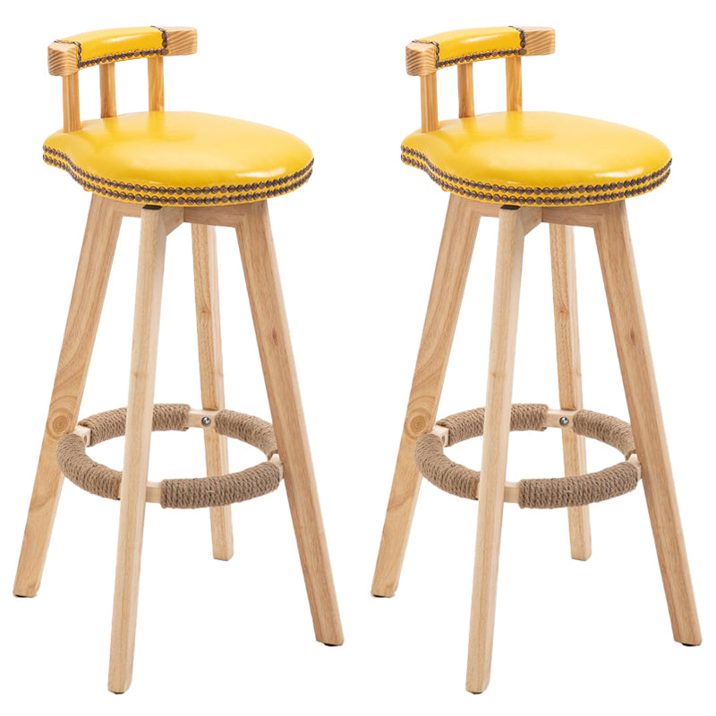 Modern Rubberwood Restaurant Stool Matte Finish Upholstered Bar Stools