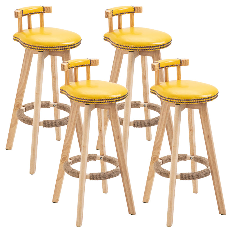 Modern Rubberwood Restaurant Stool Matte Finish Upholstered Bar Stools