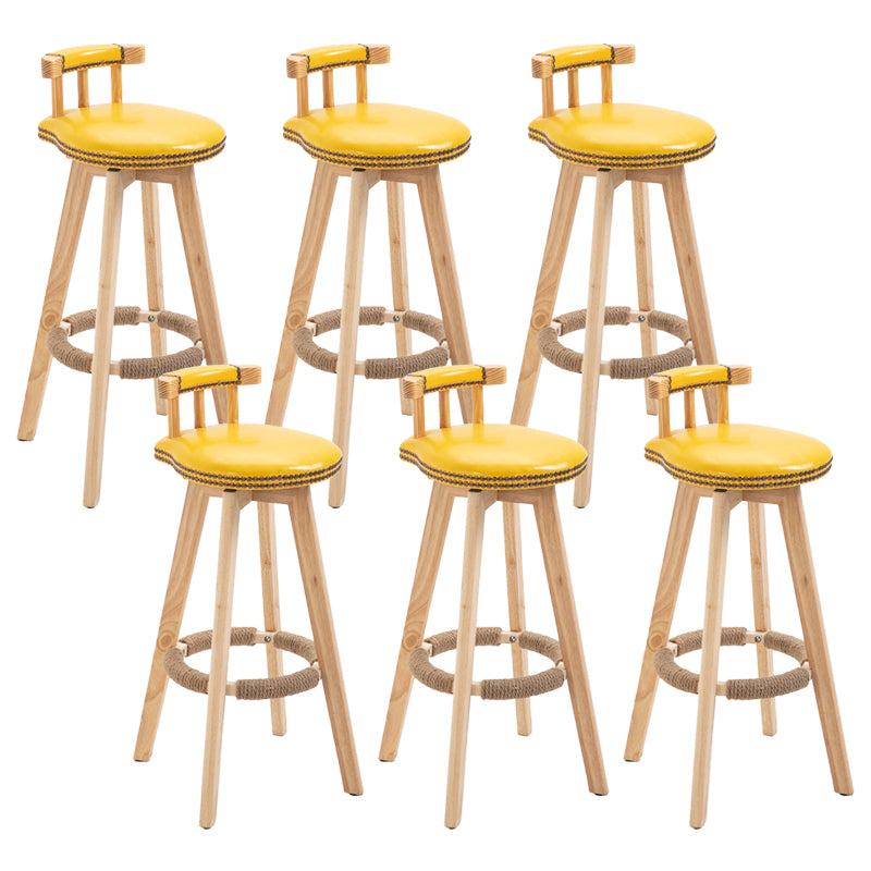 Modern Rubberwood Restaurant Stool Matte Finish Upholstered Bar Stools