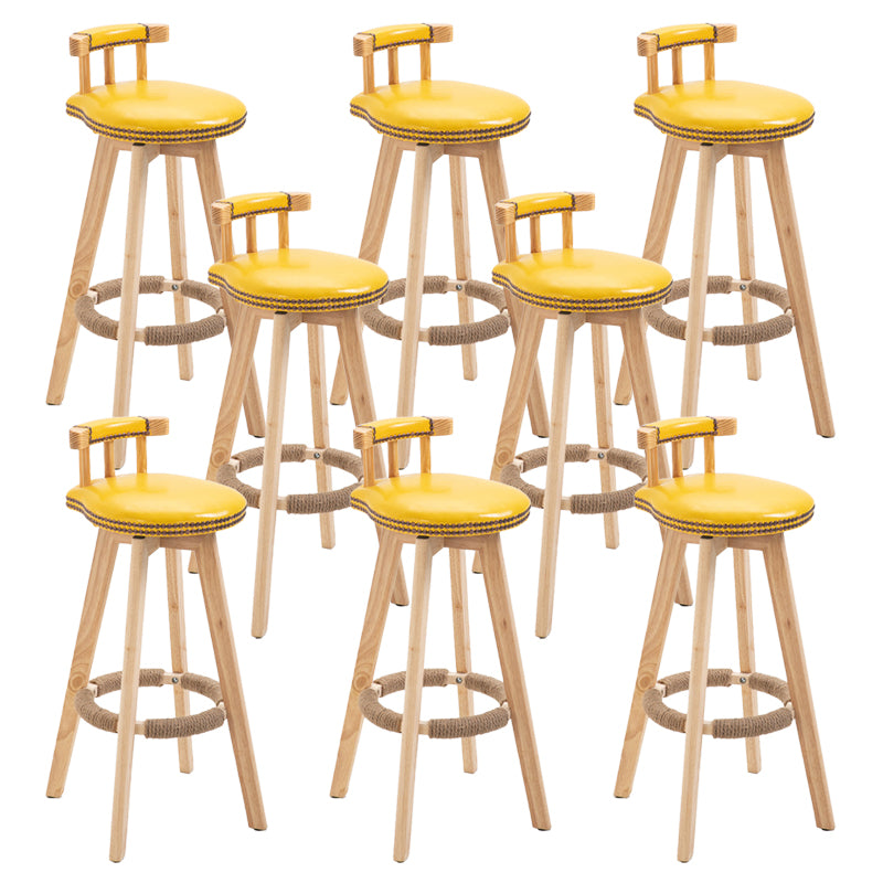 Modern Rubberwood Restaurant Stool Matte Finish Upholstered Bar Stools