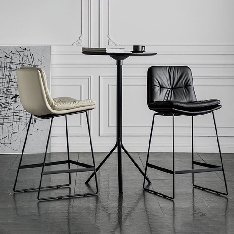 Scandinavian Low Back Home Stool Matte Finish Upholstered Bar Stools
