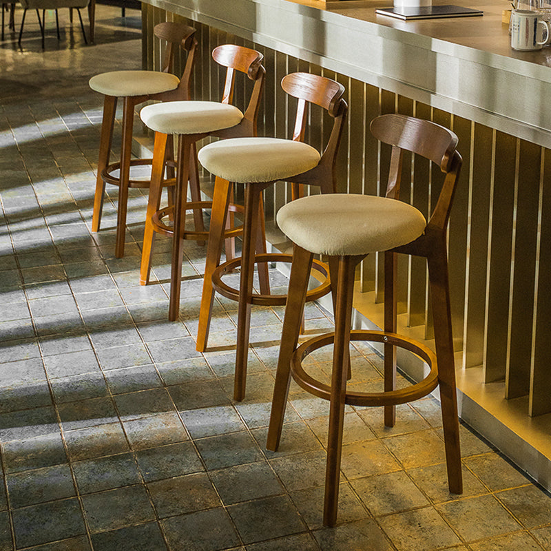 Contemporary Low Back Rubberwood Stool Matte Finish Upholstered Bar Stools