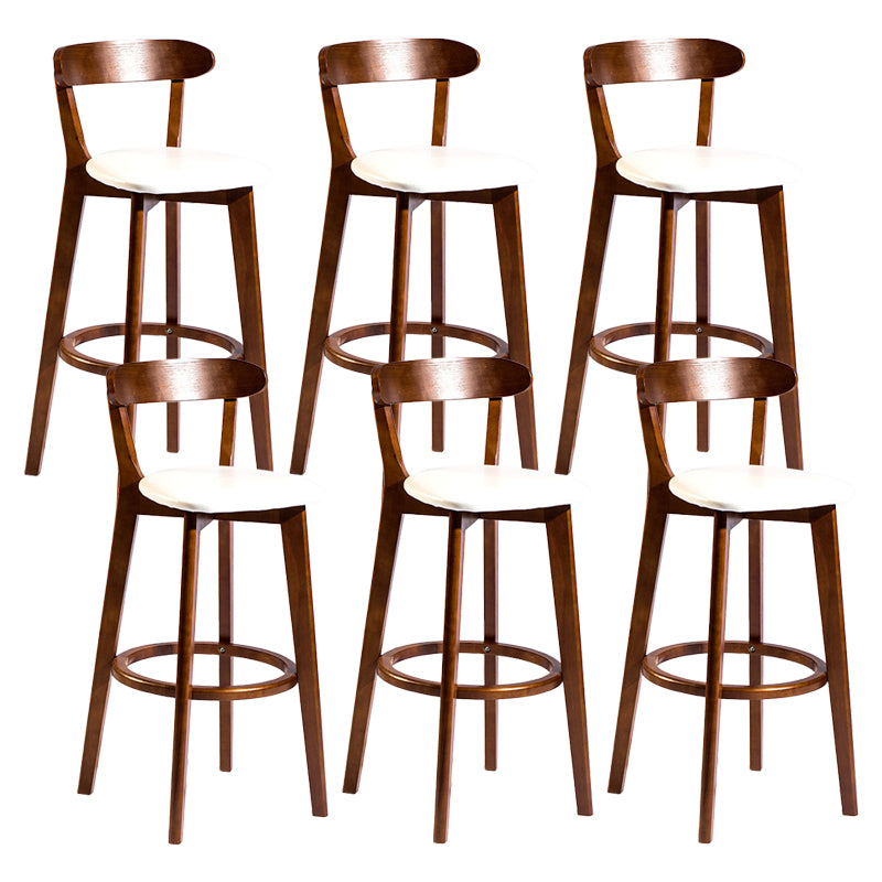Contemporary Low Back Rubberwood Stool Matte Finish Upholstered Bar Stools