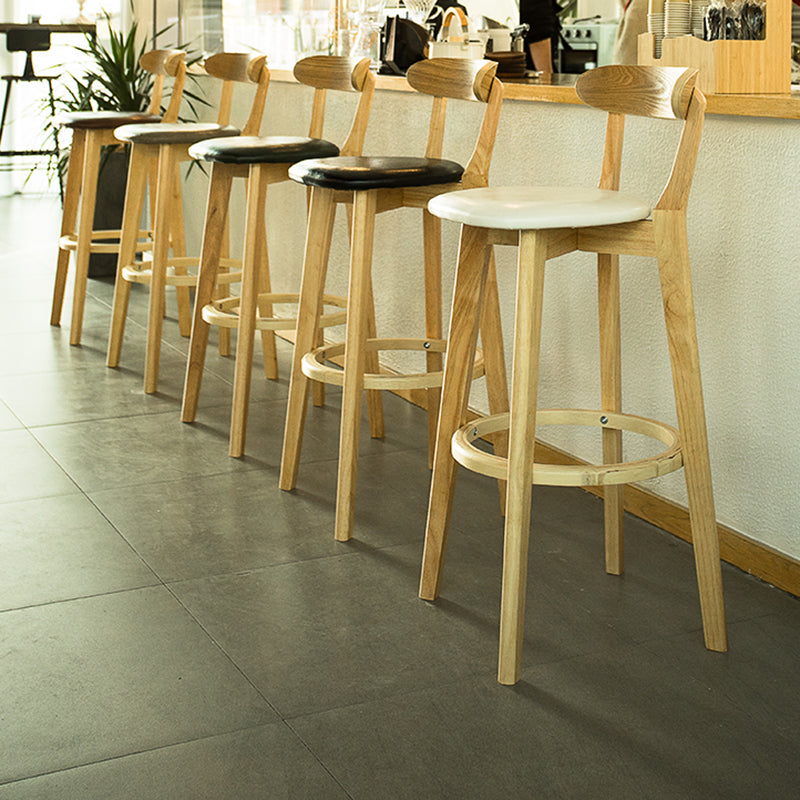 Contemporary Low Back Rubberwood Stool Matte Finish Upholstered Bar Stools