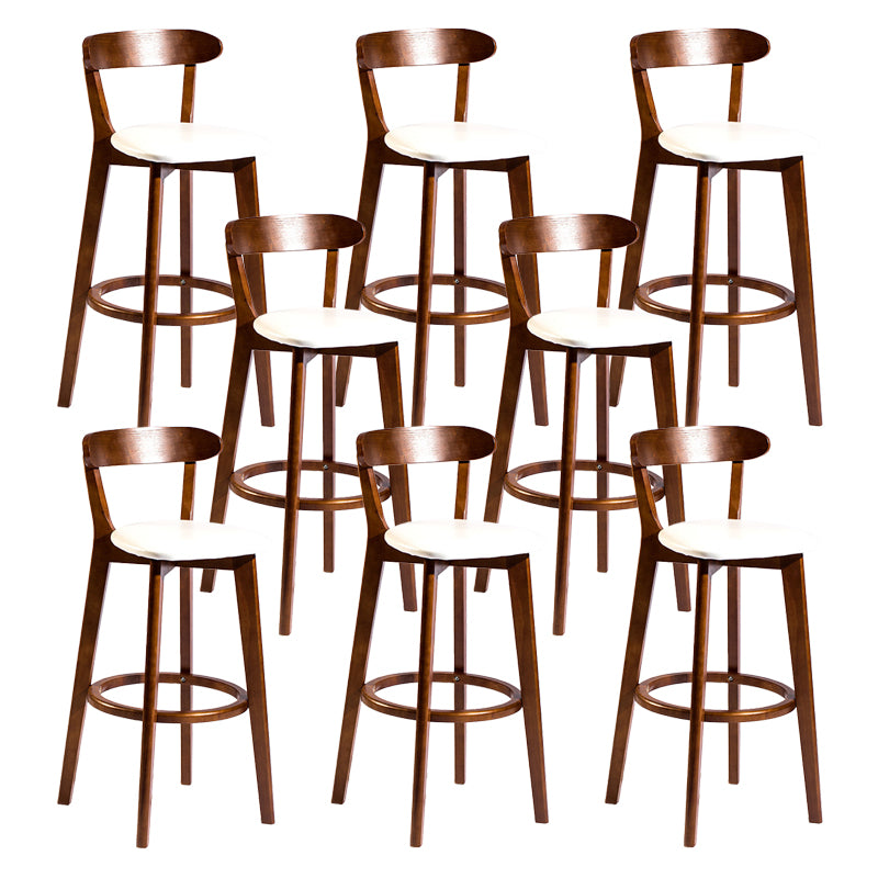 Contemporary Low Back Rubberwood Stool Matte Finish Upholstered Bar Stools