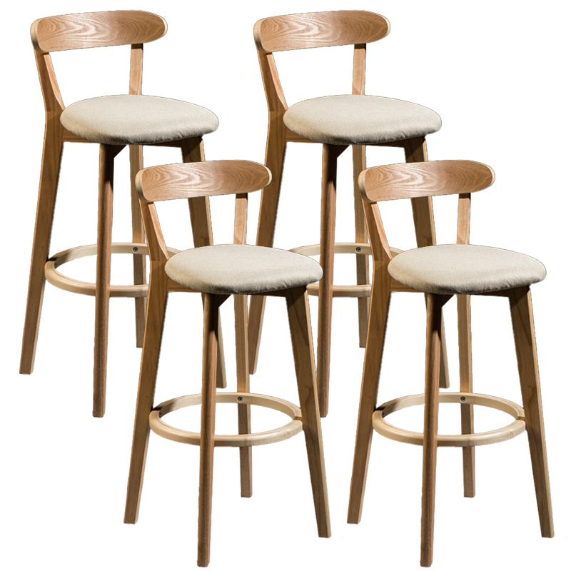 Contemporary Low Back Rubberwood Stool Matte Finish Upholstered Bar Stools