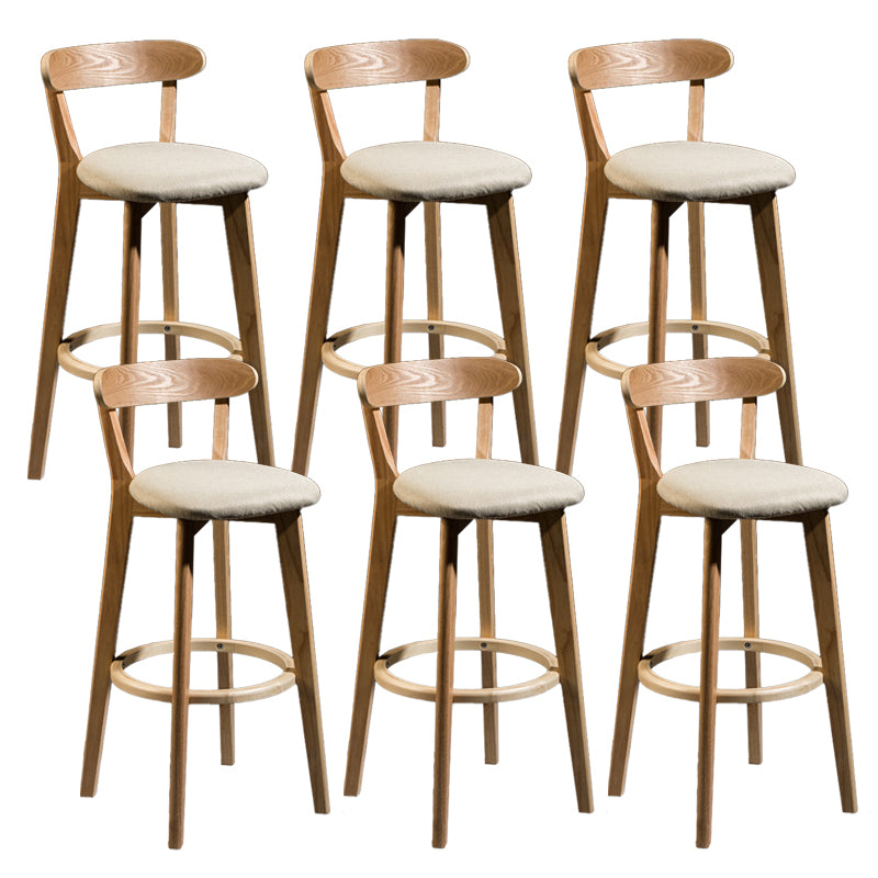 Contemporary Low Back Rubberwood Stool Matte Finish Upholstered Bar Stools