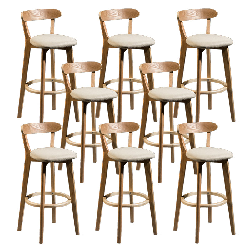 Contemporary Low Back Rubberwood Stool Matte Finish Upholstered Bar Stools