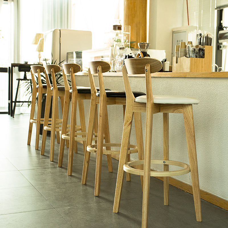 Contemporary Low Back Rubberwood Stool Matte Finish Upholstered Bar Stools
