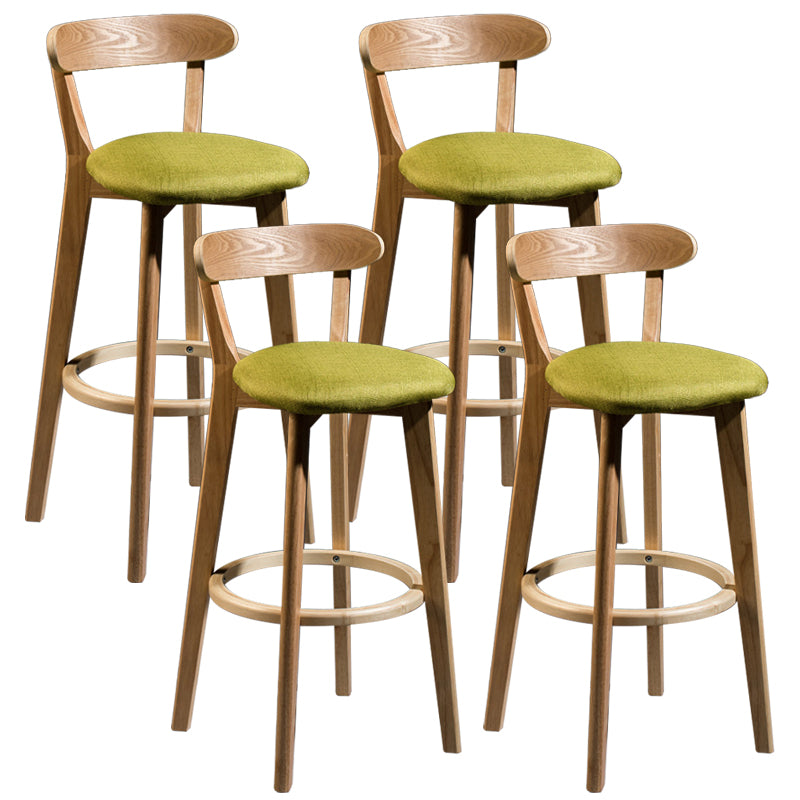 Contemporary Low Back Rubberwood Stool Matte Finish Upholstered Bar Stools