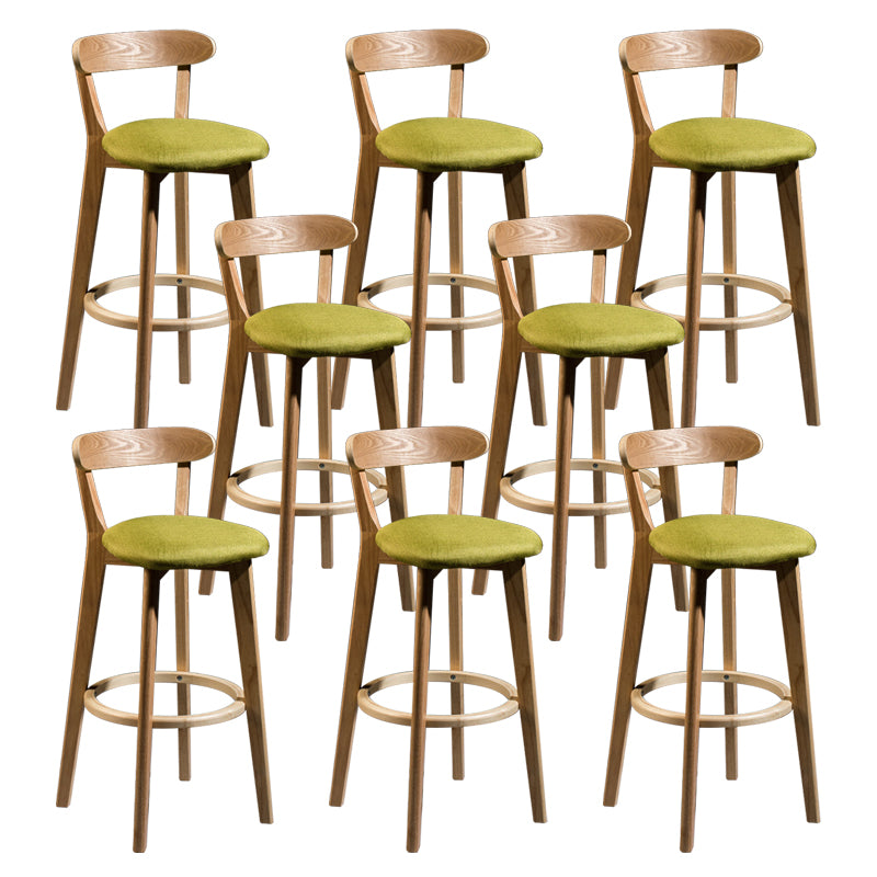 Contemporary Low Back Rubberwood Stool Matte Finish Upholstered Bar Stools