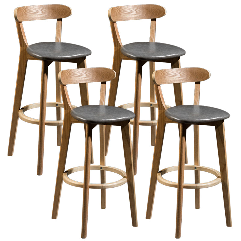 Contemporary Low Back Rubberwood Stool Matte Finish Upholstered Bar Stools