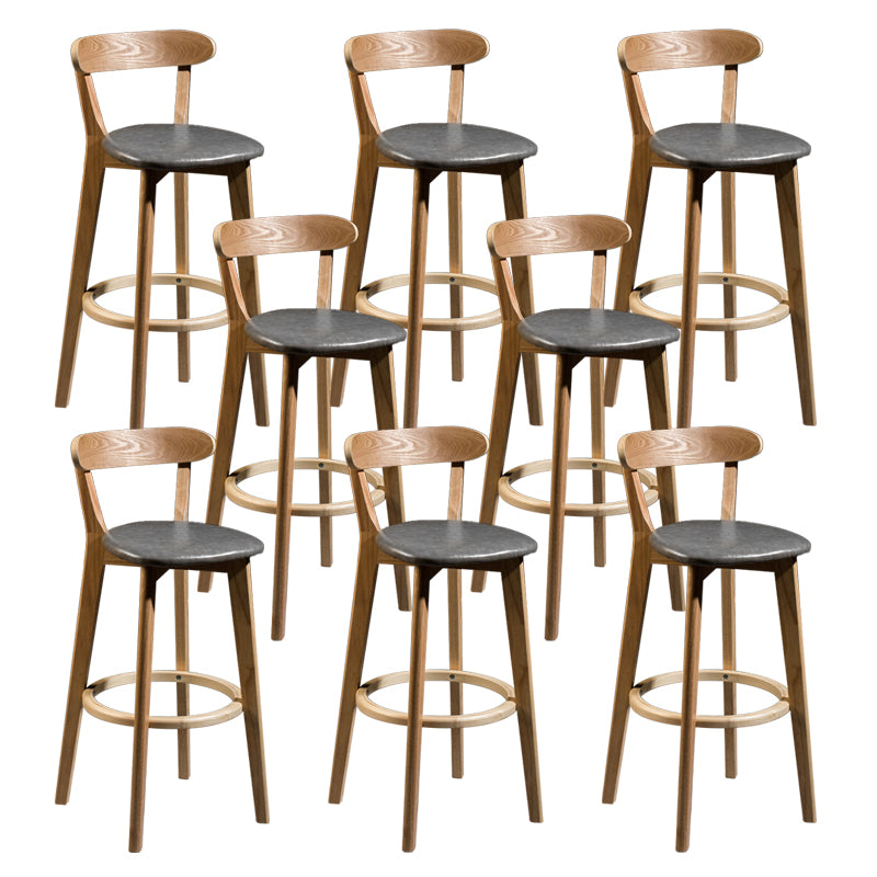Contemporary Low Back Rubberwood Stool Matte Finish Upholstered Bar Stools