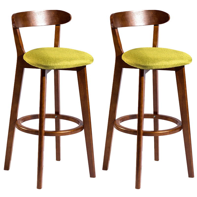Contemporary Low Back Rubberwood Stool Matte Finish Upholstered Bar Stools