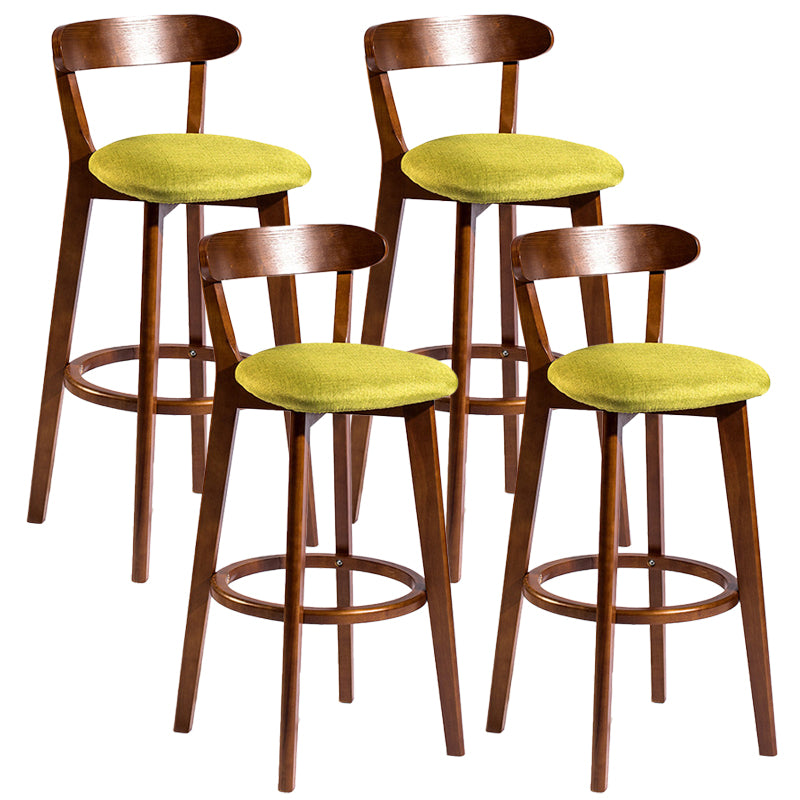 Contemporary Low Back Rubberwood Stool Matte Finish Upholstered Bar Stools