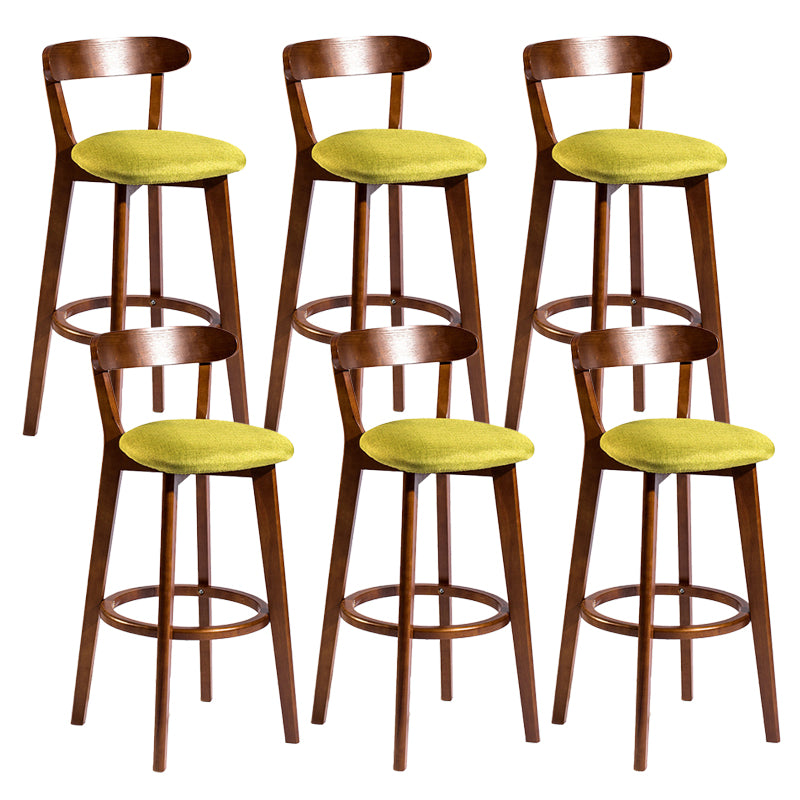 Contemporary Low Back Rubberwood Stool Matte Finish Upholstered Bar Stools