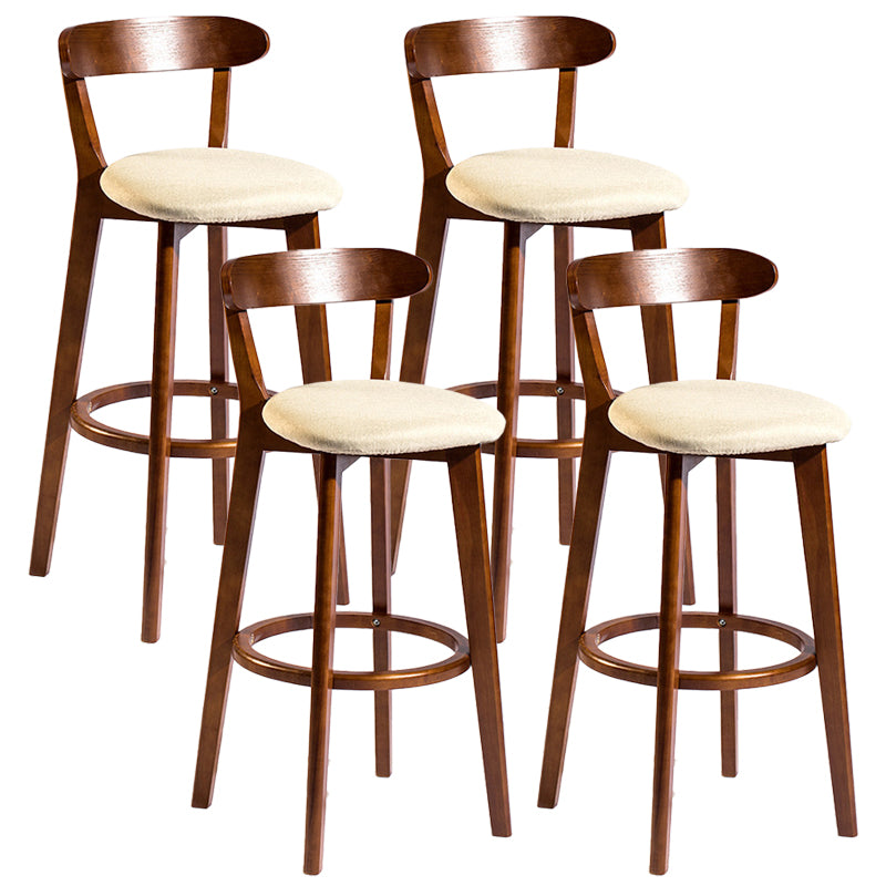 Contemporary Low Back Rubberwood Stool Matte Finish Upholstered Bar Stools