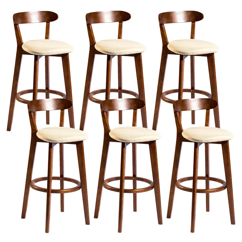 Contemporary Low Back Rubberwood Stool Matte Finish Upholstered Bar Stools