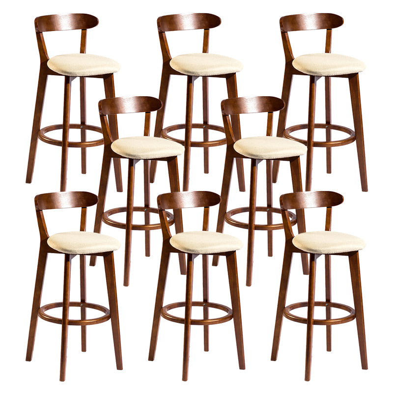 Contemporary Low Back Rubberwood Stool Matte Finish Upholstered Bar Stools