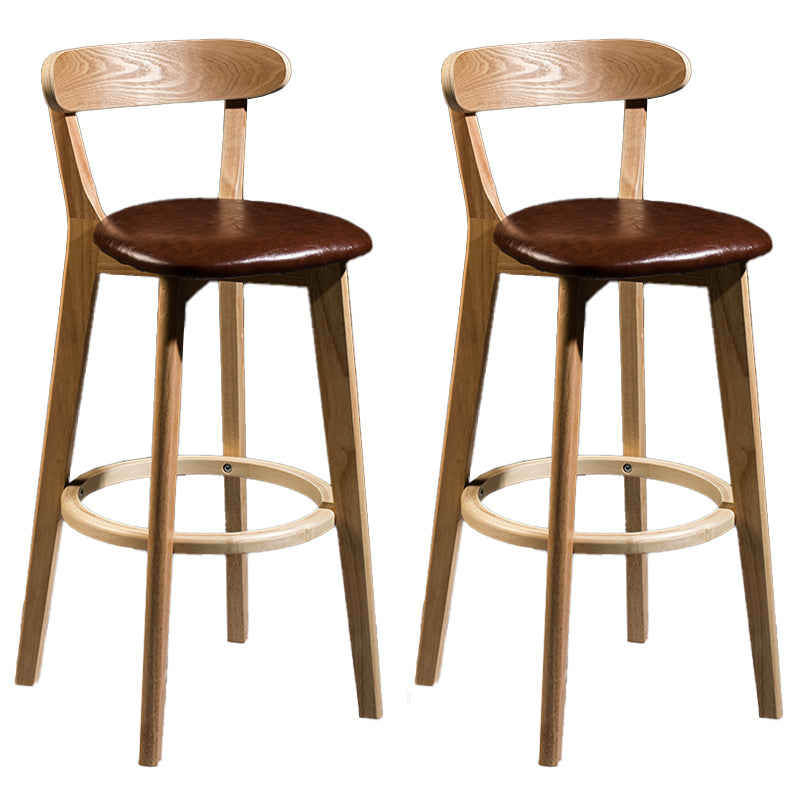 Contemporary Low Back Rubberwood Stool Matte Finish Upholstered Bar Stools