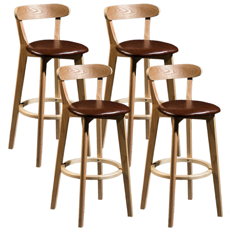 Contemporary Low Back Rubberwood Stool Matte Finish Upholstered Bar Stools