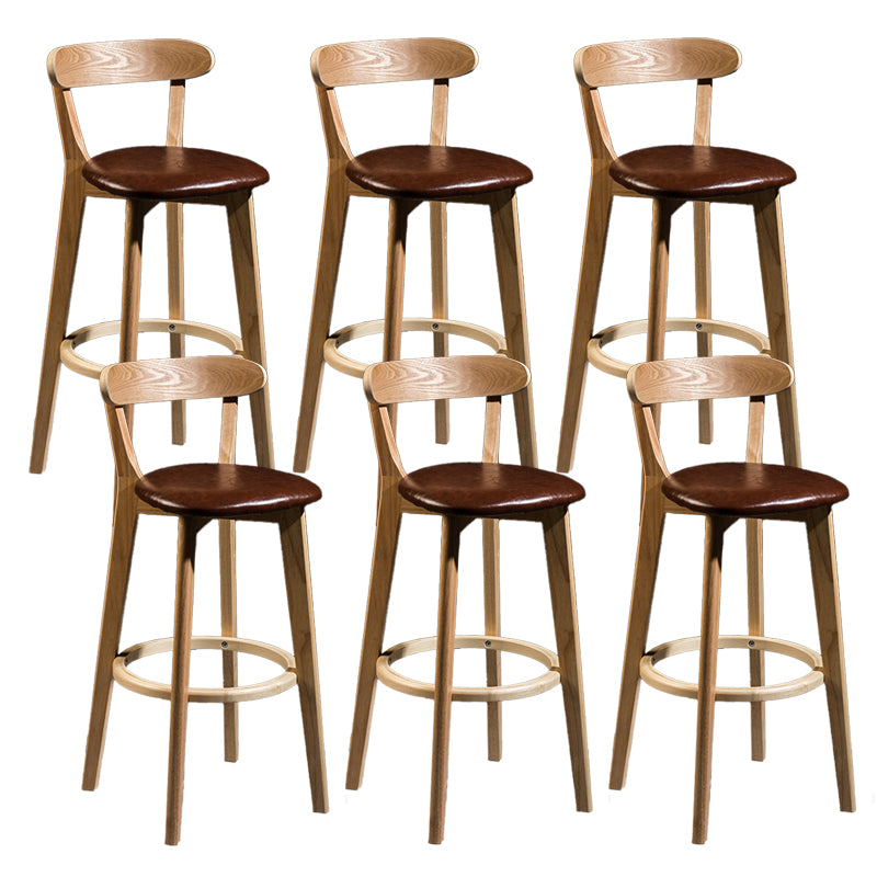Contemporary Low Back Rubberwood Stool Matte Finish Upholstered Bar Stools